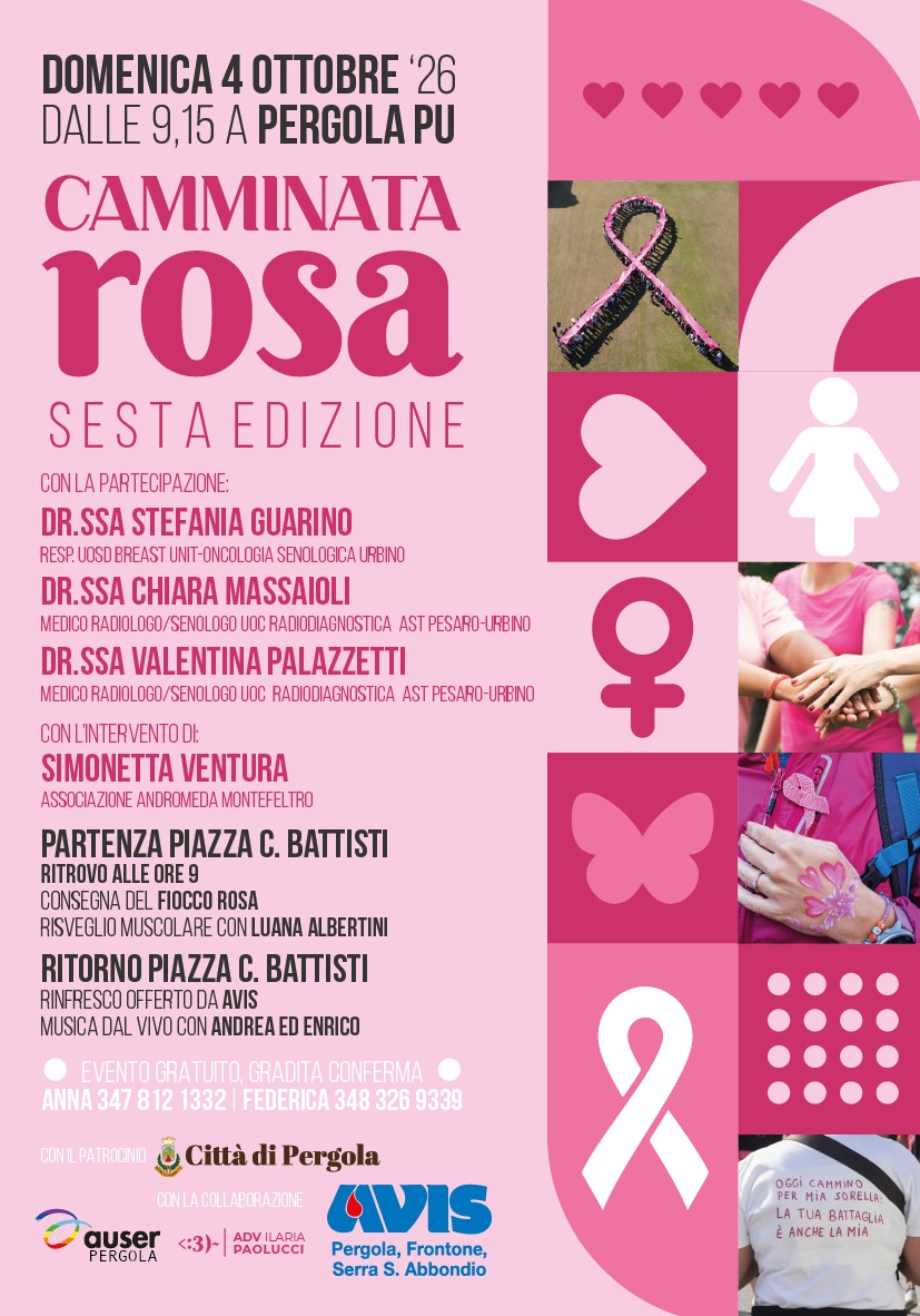 Sesta Edizione della Camminata Rosa: Unisciti a noi per la solidarietà e la prevenzione!